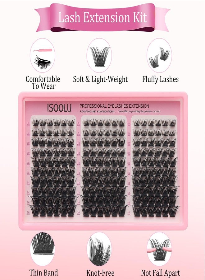 ISOOLU Lash Clusters Manga Individual Lashes Wispy Eyelash Clusters WideSpan Eyelash Extension Kit with Lash Bond and Seal Wet-Look Spiky Cluster Lashes (LO04 Kit 180pcs) - Image 2