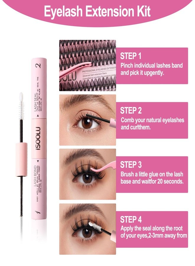 ISOOLU Lash Clusters Manga Individual Lashes Wispy Eyelash Clusters WideSpan Eyelash Extension Kit with Lash Bond and Seal Wet-Look Spiky Cluster Lashes (LO04 Kit 180pcs) - Image 5
