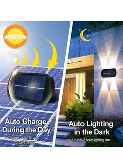 HUA QIANG WANG Solar Outdoor Up and Down Wall Lamp, 4W LED Solar Wall Lights Warm White, IP65 Waterproof for Garden, Porch, Garage, Patio, Balcony  - Image 3
