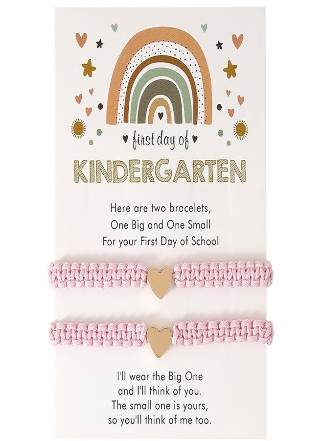 INENIMARTJ First Day of Kindergarten Bracelets First Day of School Bracelets for Mom,Back to School Bracelet for 2,Matching Heart Wish Adjustable Bracelet (C) - Image 1
