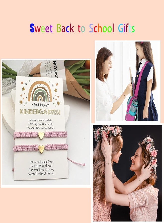 INENIMARTJ First Day of Kindergarten Bracelets First Day of School Bracelets for Mom,Back to School Bracelet for 2,Matching Heart Wish Adjustable Bracelet (C) - Image 3