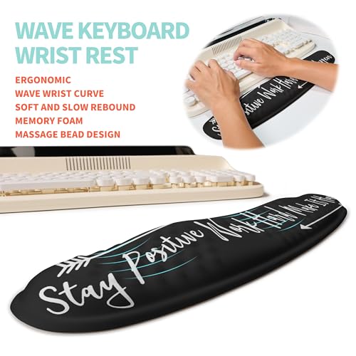 KUOSGM 2-in-1 Ergonomic Set, Wave Rise Keyboard Wrist Rest and Massage Bulge Slope Mouse Pad Wrist Support, Cushion Memory Foam Integrated to Relieve Wrist Pain, Stay Positive - Image 2