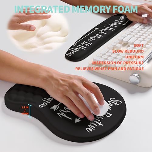 KUOSGM 2-in-1 Ergonomic Set, Wave Rise Keyboard Wrist Rest and Massage Bulge Slope Mouse Pad Wrist Support, Cushion Memory Foam Integrated to Relieve Wrist Pain, Stay Positive - Image 4
