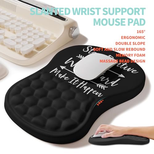 KUOSGM 2-in-1 Ergonomic Set, Wave Rise Keyboard Wrist Rest and Massage Bulge Slope Mouse Pad Wrist Support, Cushion Memory Foam Integrated to Relieve Wrist Pain, Stay Positive - Image 3