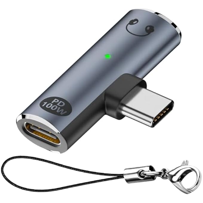 rayihni USB C CHARGING HEADPHONE 2 IN 1 ADAPTER, 3.5 TO USB C ADAPTER, TYPE C AUDIO CONNECTOR WITH 100W PD FAST CHARGING, WITH LED LIGHT, HANGING HOLE - Image 1