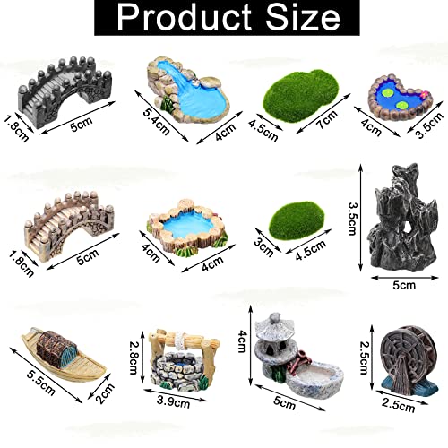 Jetec 12 Pcs Garden Accessories Miniature Bridge Mini Lighthouse Water Well Bridge Figurines Pond Lawn Ornament Figurines for DIY Craft Garden Decor(Retro Style) - Image 2