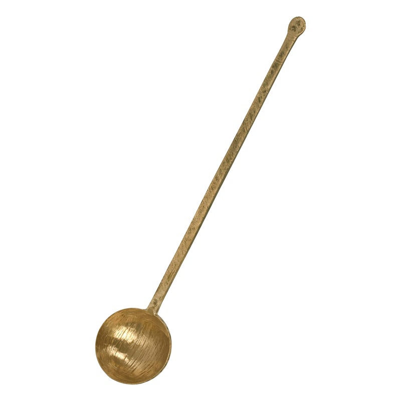 HOKOYA Handmade Traditional Brass Ladle | Handmade Brass Cooking Cooking Spoons for Kitchen (Dal Ladle), 46.5 Cm - Image 5