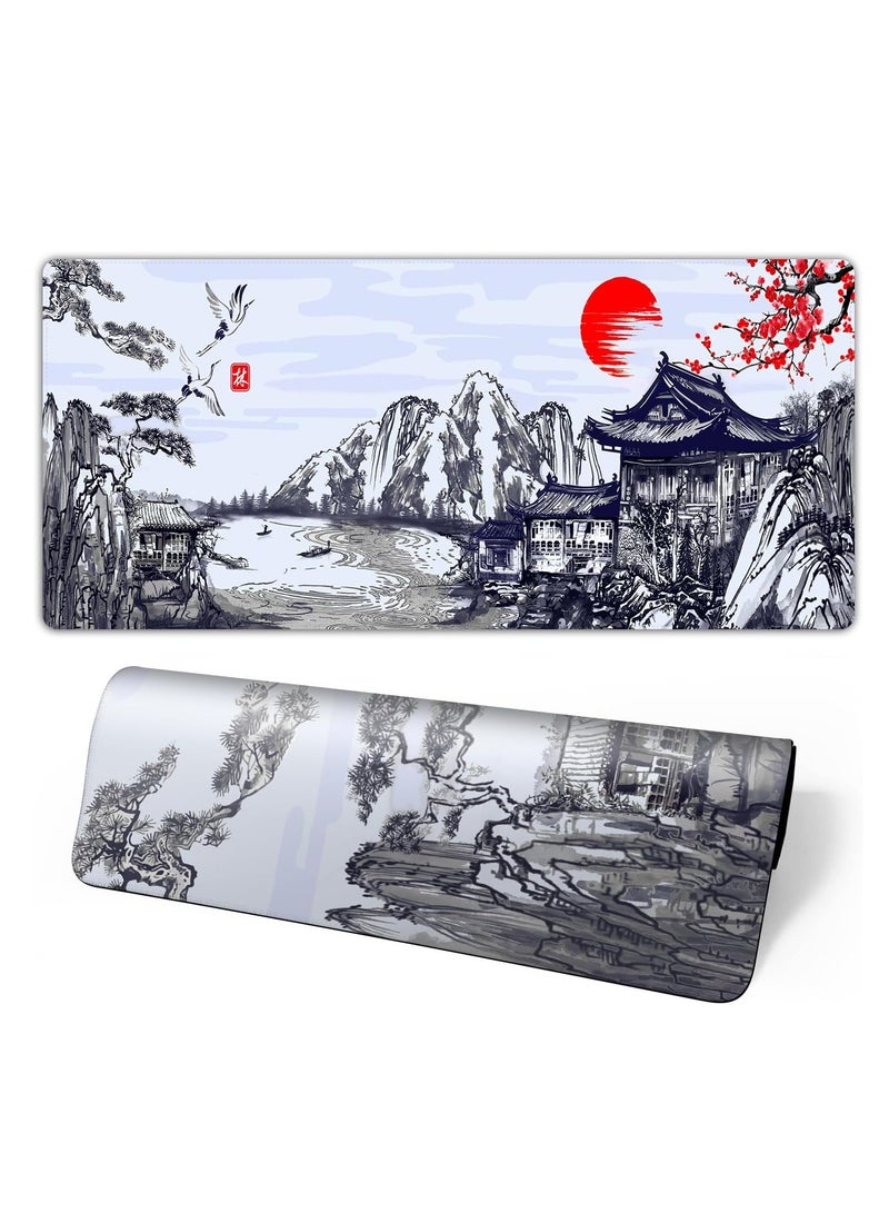 Japanese Pencil Art Cherry Blossoms Mouse Pad  – Gaming  Mat XL Size Anti Slip Base – Speed Edition | 70 X 30 cm - Image 1