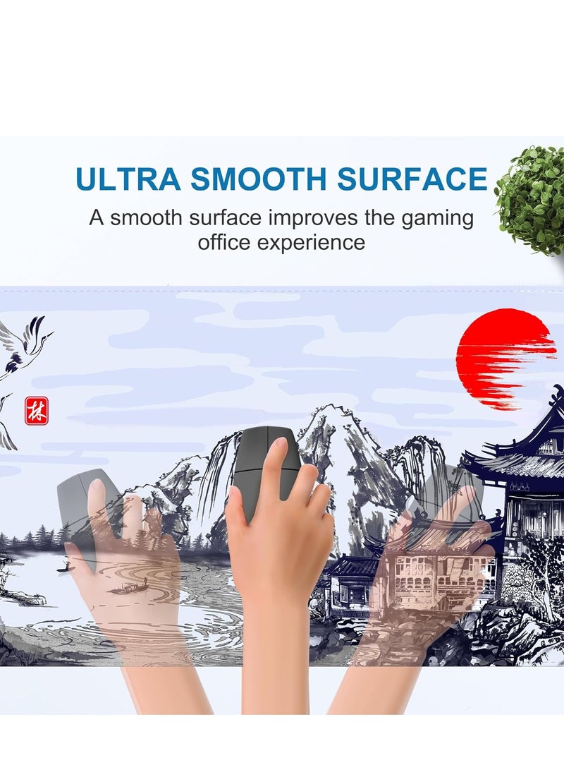 Japanese Pencil Art Cherry Blossoms Mouse Pad  – Gaming  Mat XL Size Anti Slip Base – Speed Edition | 70 X 30 cm - Image 2