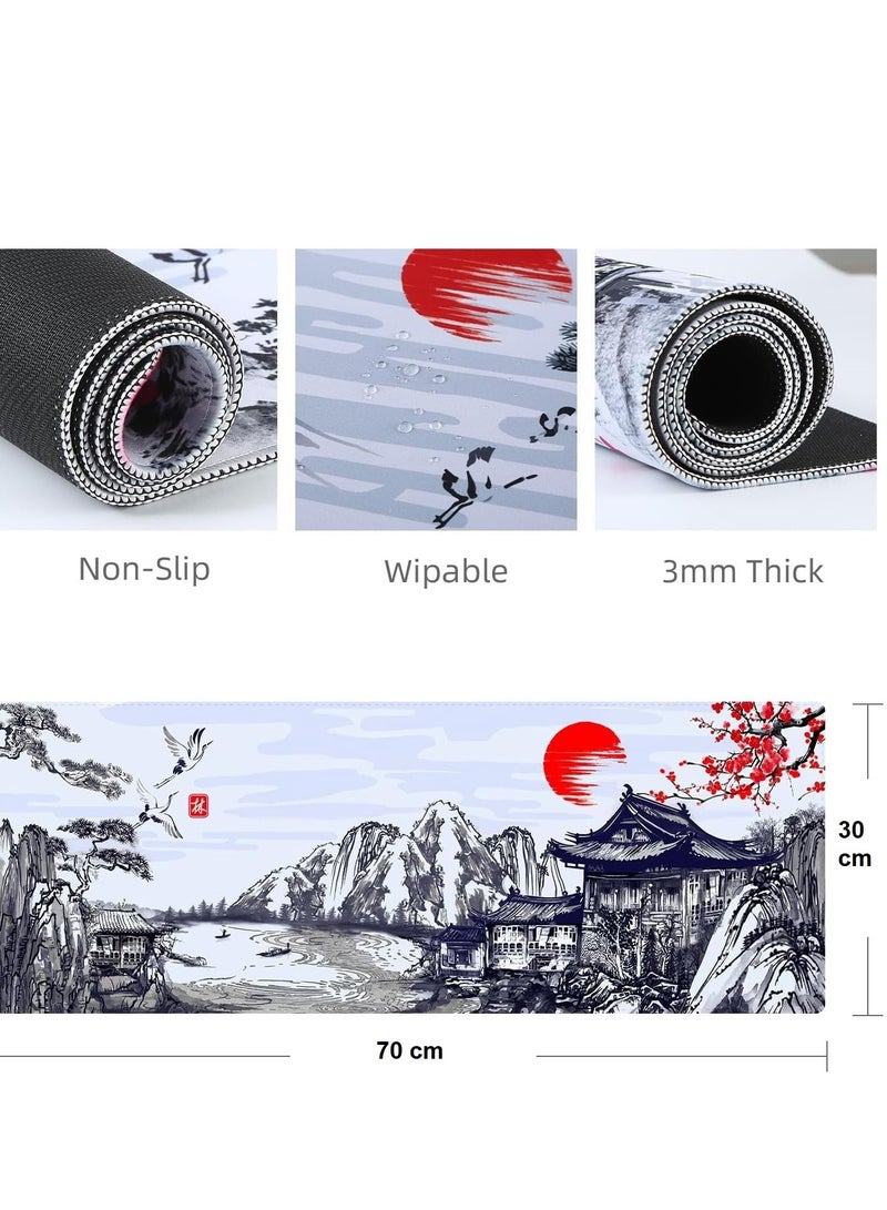 Japanese Pencil Art Cherry Blossoms Mouse Pad  – Gaming  Mat XL Size Anti Slip Base – Speed Edition | 70 X 30 cm - Image 4