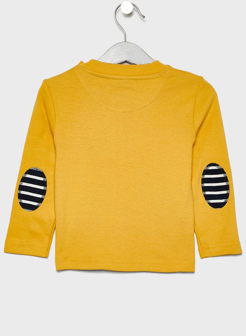 JoJo Maman Bebe Kids Elbow Patch T-Shirt