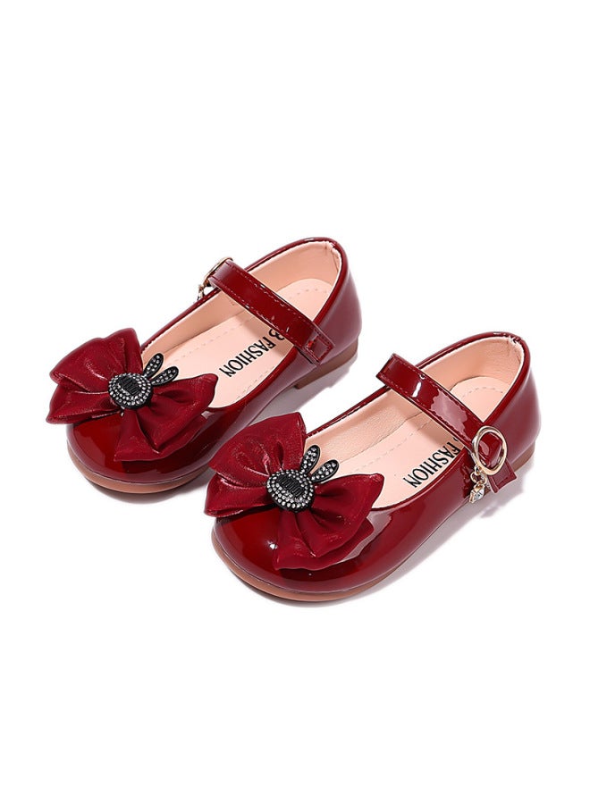 Bow Infant Girl's Single Shoes, Children's Leather Shoes, Small/medium/large Kids Dance Shoes, Mirror Surface Dress Shoes - Image 5