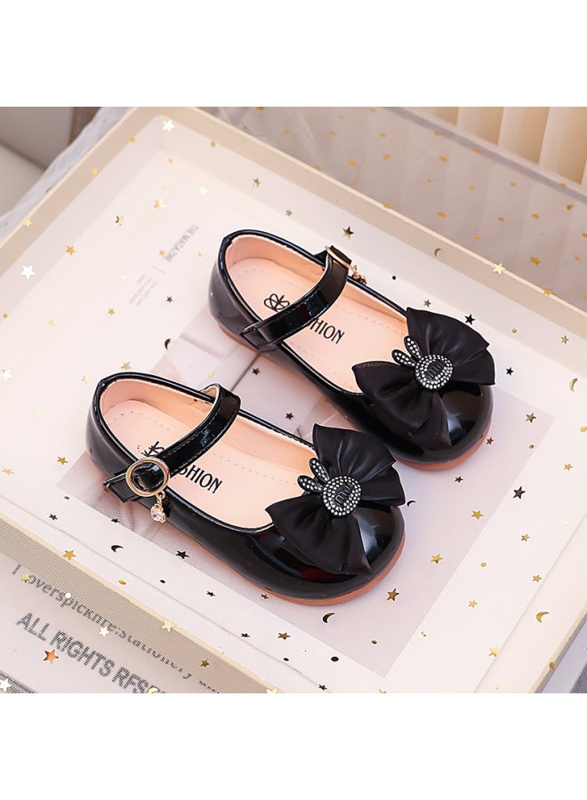Bow Infant Girl's Single Shoes, Children's Leather Shoes, Small/medium/large Kids Dance Shoes, Mirror Surface Dress Shoes - Image 2
