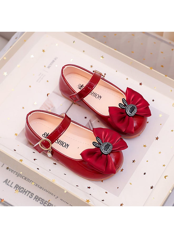 Bow Infant Girl's Single Shoes, Children's Leather Shoes, Small/medium/large Kids Dance Shoes, Mirror Surface Dress Shoes - Image 3