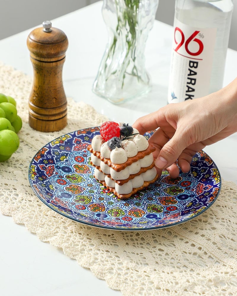 glowworm Bohemian Dinnerware Sets, Ceramic Dishes Set for 4, 12 Pieces Plates and Bowls Set, Oven, Microwave & Dishwasher Safe, Scratch Resistant - Image 5