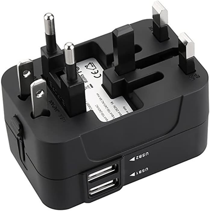 Travel Adapter, International Adapter, Global All-in-One Universal Plug Adapter, Adapter Plug for US, EU, UK, Australia (Black) - Image 2