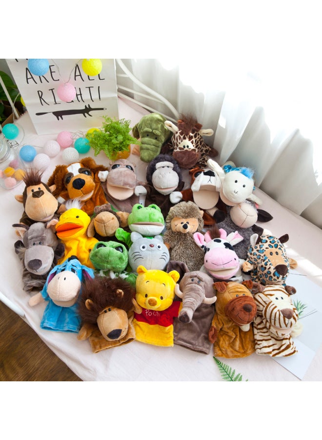 Novel Cartoon Animal Hand Puppets Moving Mouth Parent-Child Toys Various Styles Direct Supply Soft Short Plush Material-Color:Tiger-Height:25cm - Image 2