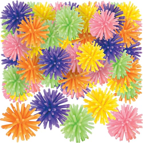 Fun Express Mini Porcupine Balls for Kids Bulk Set of 72 in Bright Assorted Colors Party Favor Toys and Handouts - Image 1