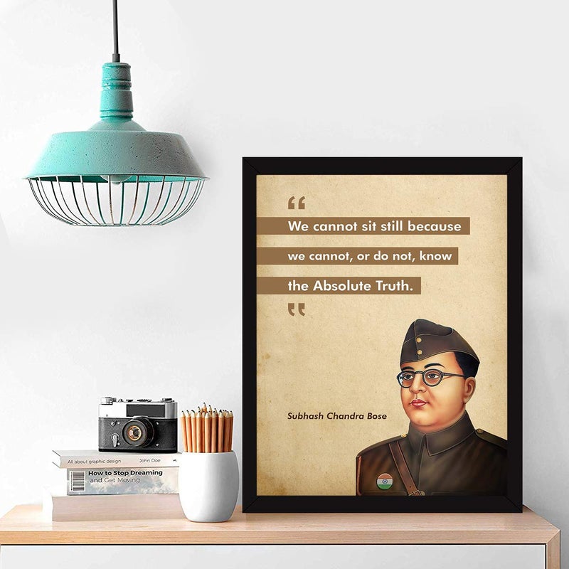 Chaka Chaundh Chaka Chaundh Subhash Chandra Bose Poster Frame Photo motivational quotes frames poster with frame Subhash Chandra Bose Quote Poster Inspirational Quotes wall frames 136 X 106 Inches - Image 2