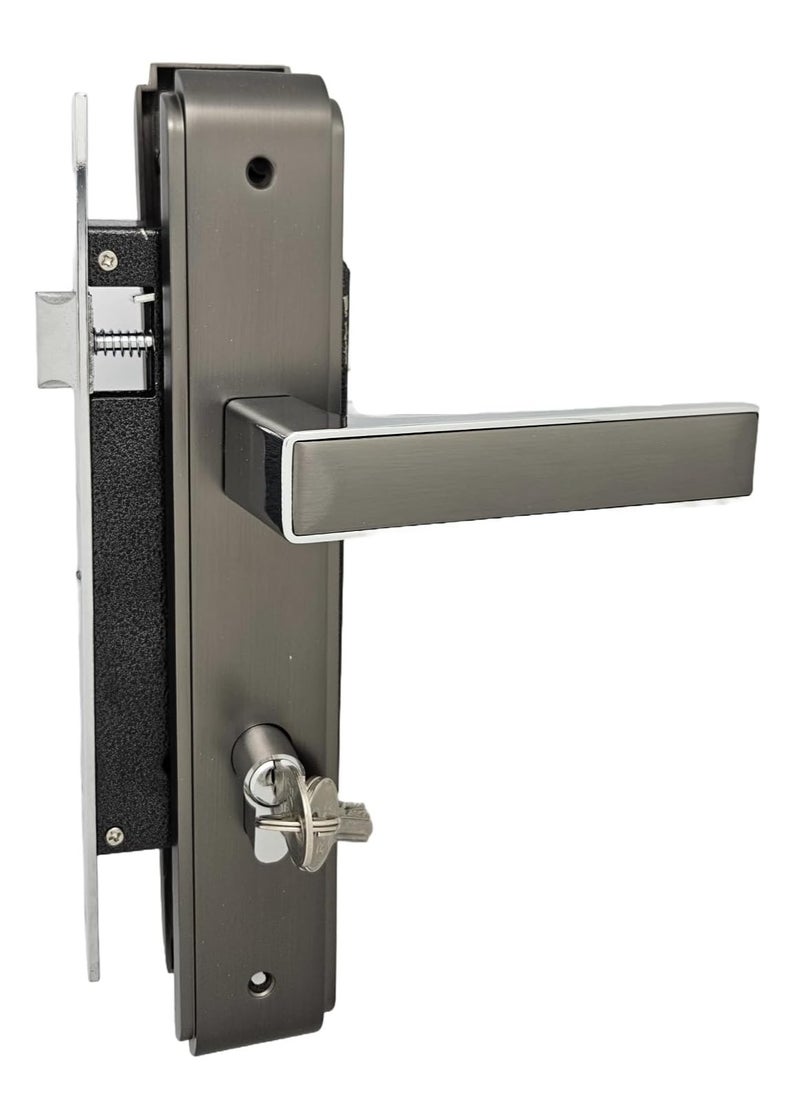 ROBUSTLINE Robustline Zinc Lever Door Handle with Lock body| Premium Quality | Black Nickle/CP- BY0282 