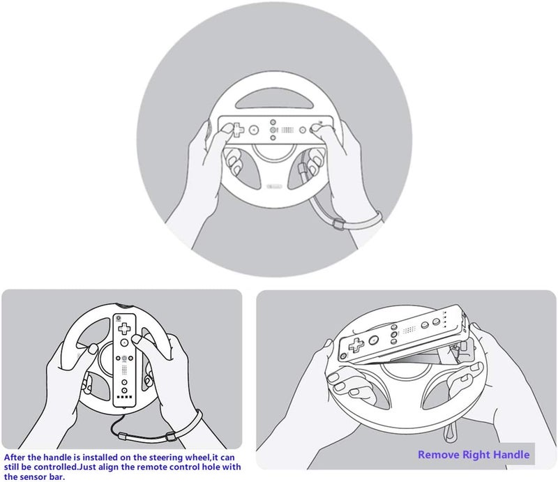 Arrocent Steering Wheel and Zapper Gun Set Compatible with Wii Wii U Remote (Pack of 2, White) - Image 2