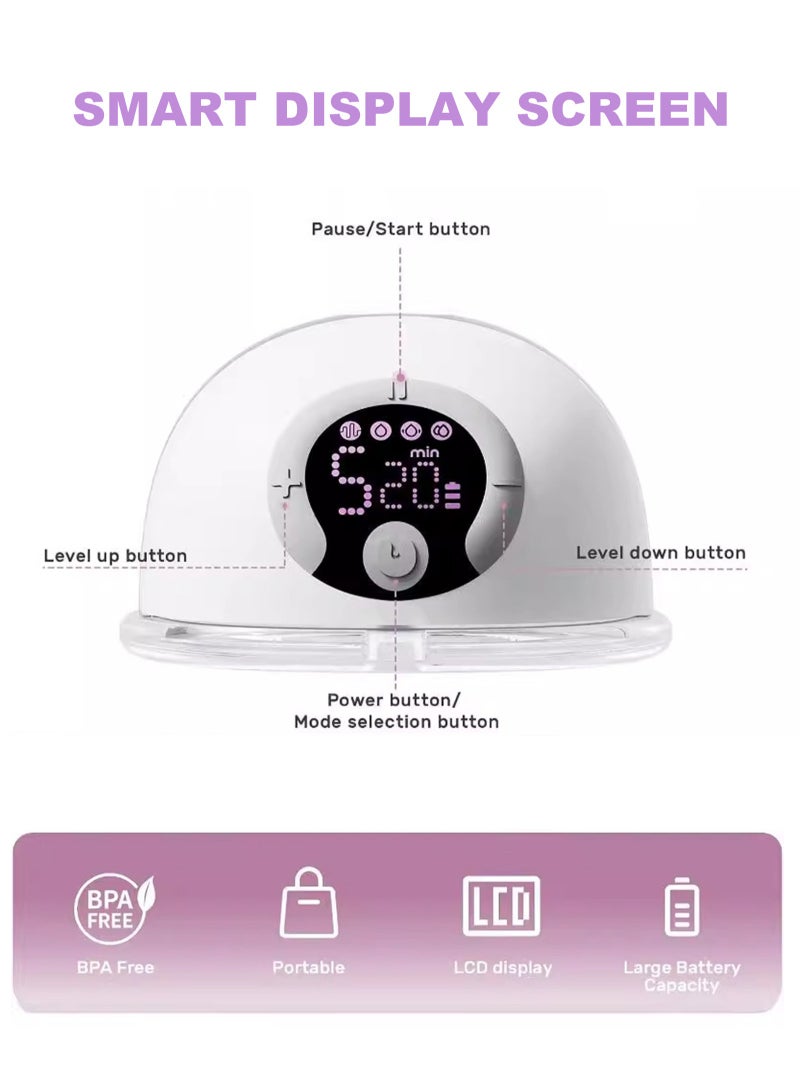 أوربازار مضخة ثدي، مضخة ثدي كهربائية محمولة بدون استخدام اليدين، مزودة بأربعة أوضاع شفط، شاشة LCD، مع حقيبة لتخزين الحليب تتسع لـ 30 قطعة. - Image 2