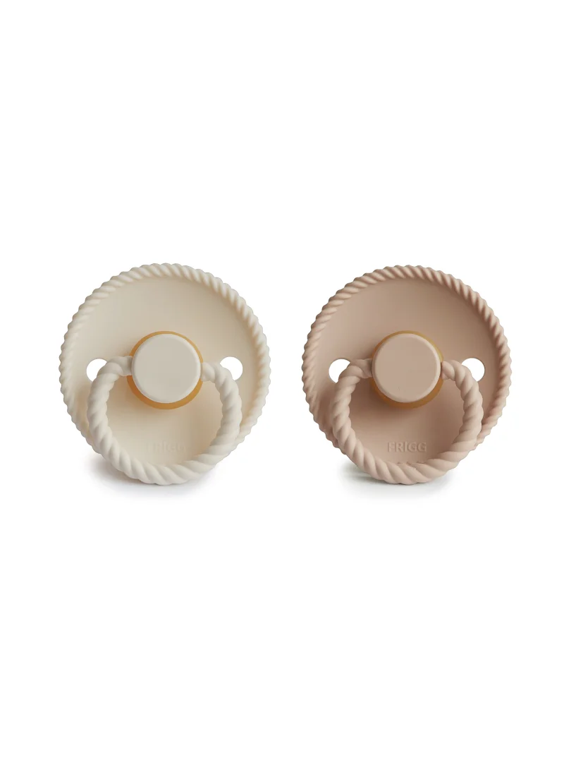 FRIGG Rope Latex Baby Pacifier 6-18Ms 2-Pack Cream/Croissant - S2