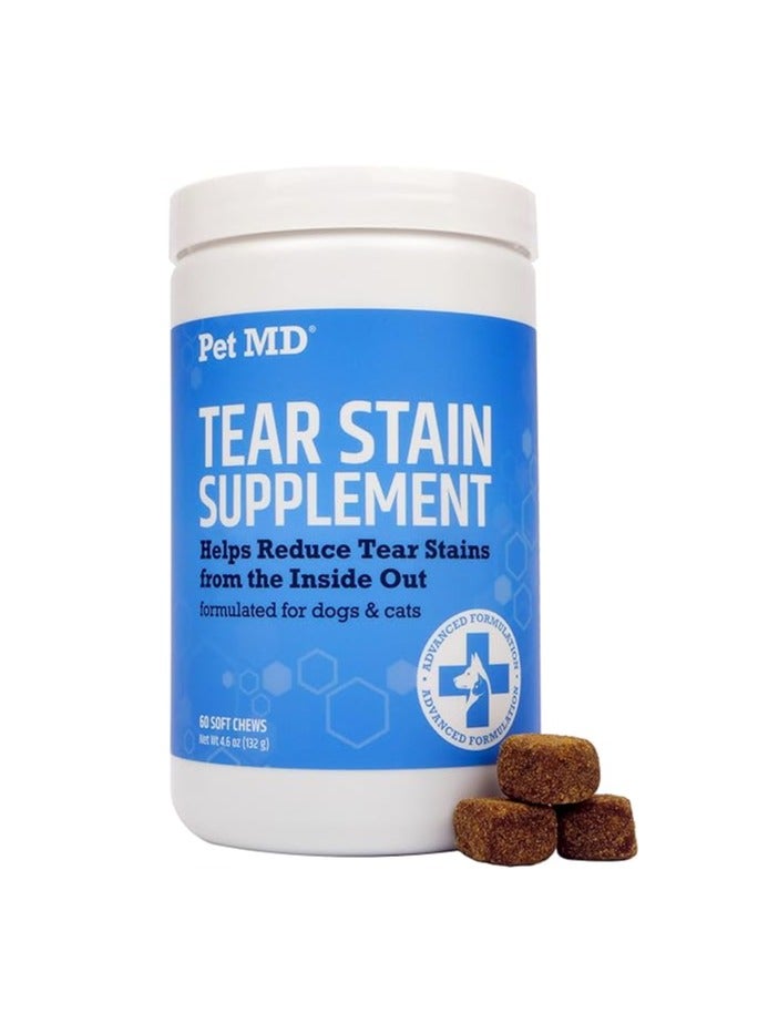 بيت إم دي مكمل Tear Stain، 60 قطعة مضغ ناعمة، 4.6 أونصة (132 جم)