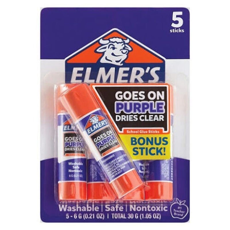Elmer's School Glue Sticks 5ct - Disappearing Purple - Image 1