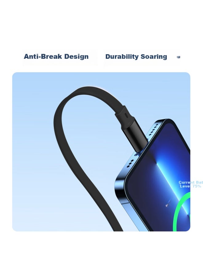 Newmine In-1 Retractable Charging Cable Fast Charge 22.5w One For Three Apple Type-c Android Mobile Phone Car Charger Black - Image 2