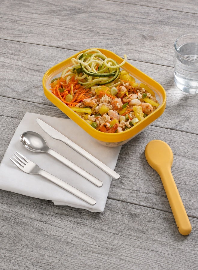 Ammar Space 5 Pcs Portable Cutlery Set with Case, Stainless Steel Spoon Fork Knife Set with Silicone Utensil Holder & Plastic Storage Box, Reusable Travel Flatware for Lunch Box, Office, Camping, Picnic - Image 4