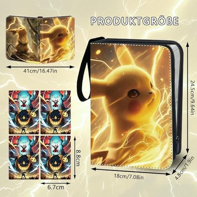 Pikachu ألبوم بطاقات التداول لبطاقات السكرابوك، كتب للبطاقات، 55 صفحة، سعة 440 بطاقة، مجموعة بطاقات من جلد PU المقاوم للماء عالي الجودة - Image 3