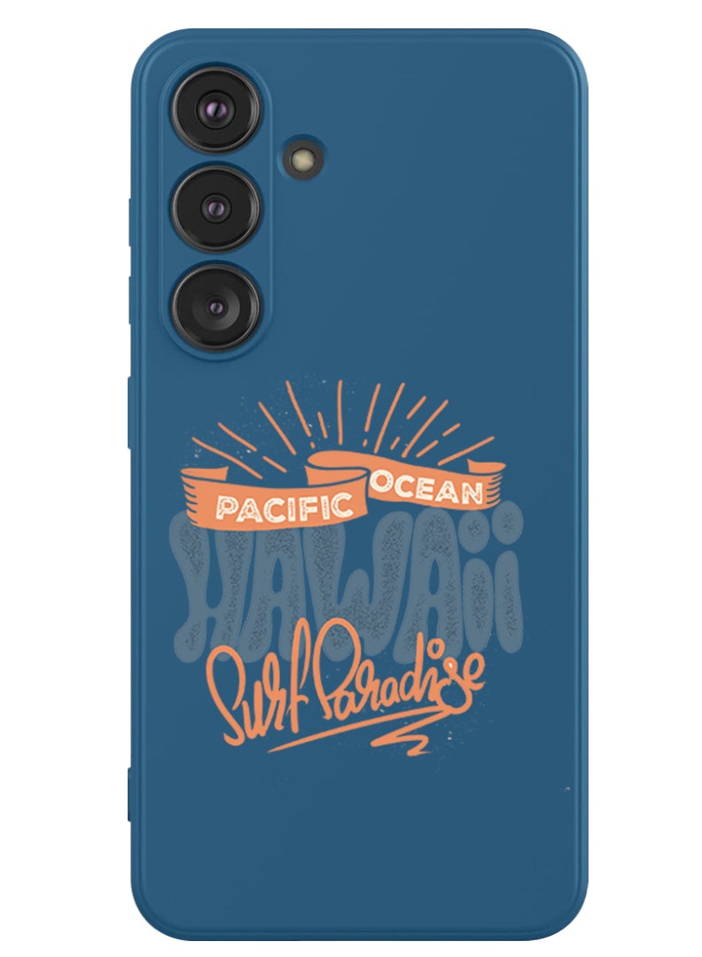 Theodor Protective Slim Fit Case Liquid Silicone Cover with Full Body Protection Anti-Scratch Shockproof Case For Samsung Galaxy S24 (Blue) - Hawaii Surf Paradise Pacific - Image 1