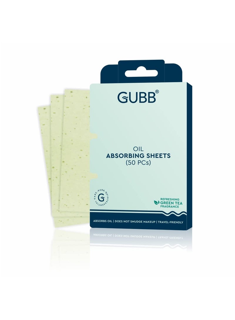 GUBB Blotting Paper For Oily Skin - 50 Oil Absorbing Sheets - Natural | Safe for skin | Doesn’t smudge make up | Suitable for men and Women - Image 1