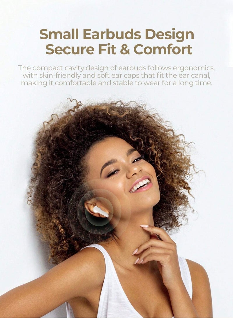 havit Premium True Wireless Bluetooth Headphones with Game Mode for Low Latency, Exceptional Stereo Sound Quality, Dual Microphone Noise Reduction for Clear Calls, IPX4 Waterproof Rating for Outdoor Use, Compact Lightweight Design for Ultimate Comfort and Portability- Beige  - Image 5