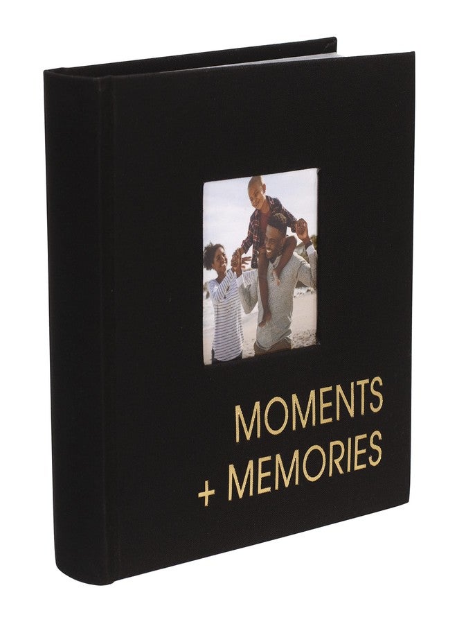 Malden International Designs 1 Up 4x6 Moments + Memories Black Fabric Photo Album With Memo Writing Areas Hard Cover 3 x 3 inch Front Cover Photo Pocket - Image 2