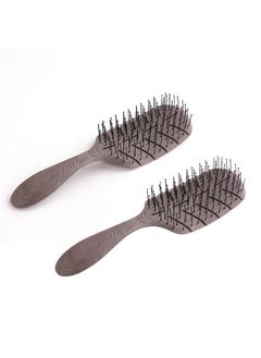 Kuber Industries Hair Brush | Detangler Hair Brush | Leaf Flexible Bristles | Hair Brush With Paddle | Quick Drying Hair Brush | Suitable For All Hair Types | 2 Piece | Hsbiocfe | Coffee  - Image 1