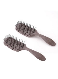 Kuber Industries Hair Brush | Detangler Hair Brush | Leaf Flexible Bristles | Hair Brush With Paddle | Quick Drying Hair Brush | Suitable For All Hair Types | 2 Piece | Hsbiocfe | Coffee  - Image 4