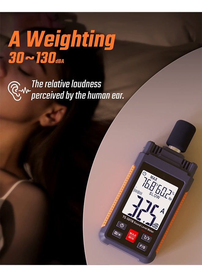 Generic - Decibel Meter, TopTes TS-501B Sound Level Meter with 2.25” Backlit LCD Screen, Portable SPL Meter with A/C Weighted, Range 30-130dB, MAX/MIN, Data Hold, Use for Home, Noisy Neighbor, Factory - Image 1