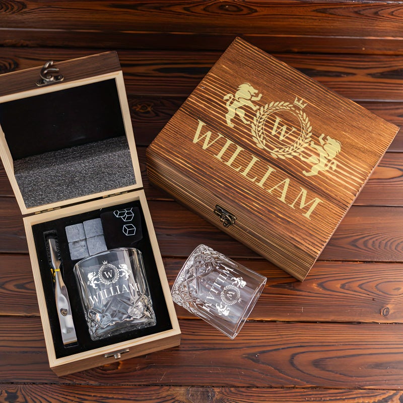 Personalized Engraved Whiskey Glass Design 8 For Wedding Anniversary Father Day Gift Men Home Use Custom Glassware Holiday Drink - Image 1