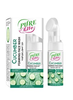 Pure Life Foaming Face Wash Cucumber 150ml – With Integrated Brush, Aloe Vera & Cucumber Extract for Gentle Cleansing, Refreshing, and Pore Purification