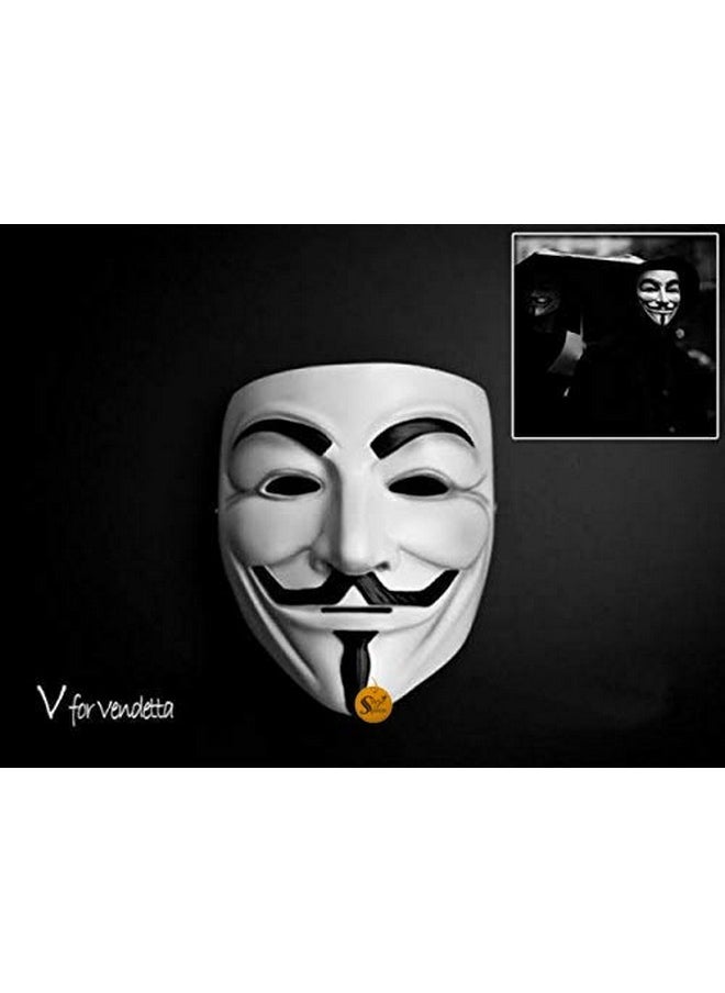 Sage Square Sage Square Vendetta Comic FACE MASK Fawkes Mask Anonymous VIP Edition Face-Mask Perfect Fit Cosplay Protest V for Vendetta DC Comics (Red & White) (Set).  - Image 2