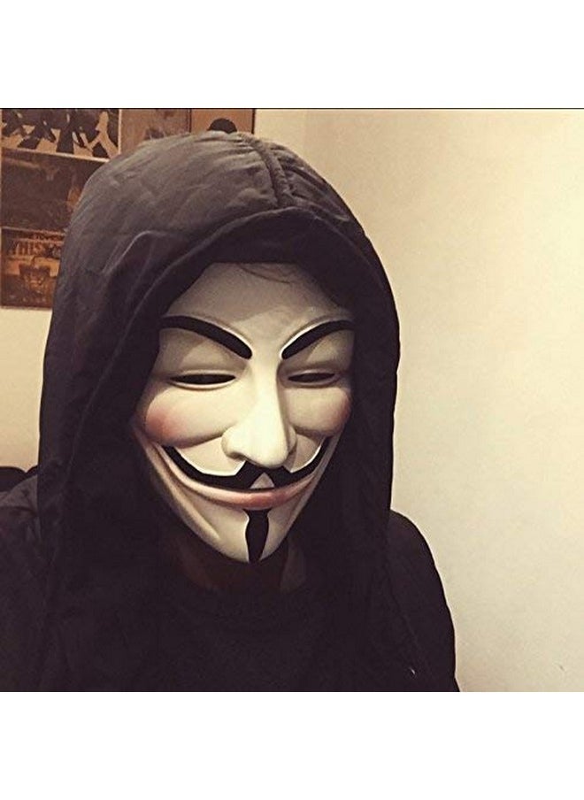 Sage Square Sage Square Vendetta Comic FACE MASK Fawkes Mask Anonymous VIP Edition Face-Mask Perfect Fit Cosplay Protest V for Vendetta DC Comics (Red & White) (Set).  - Image 4