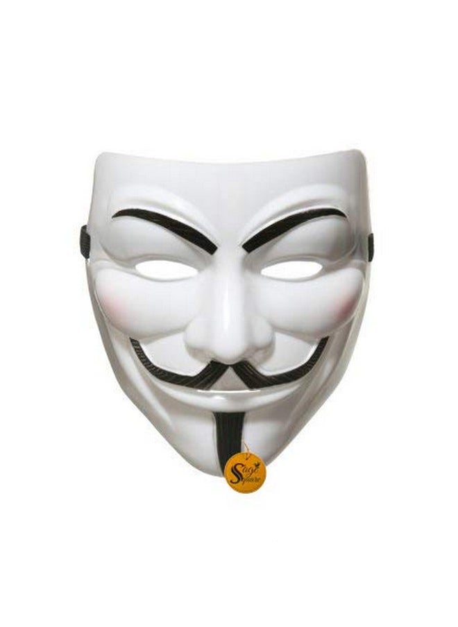 Sage Square Sage Square Vendetta Comic FACE MASK Fawkes Mask Anonymous VIP Edition Face-Mask Perfect Fit Cosplay Protest V for Vendetta DC Comics (Red & White) (Set).  - Image 5