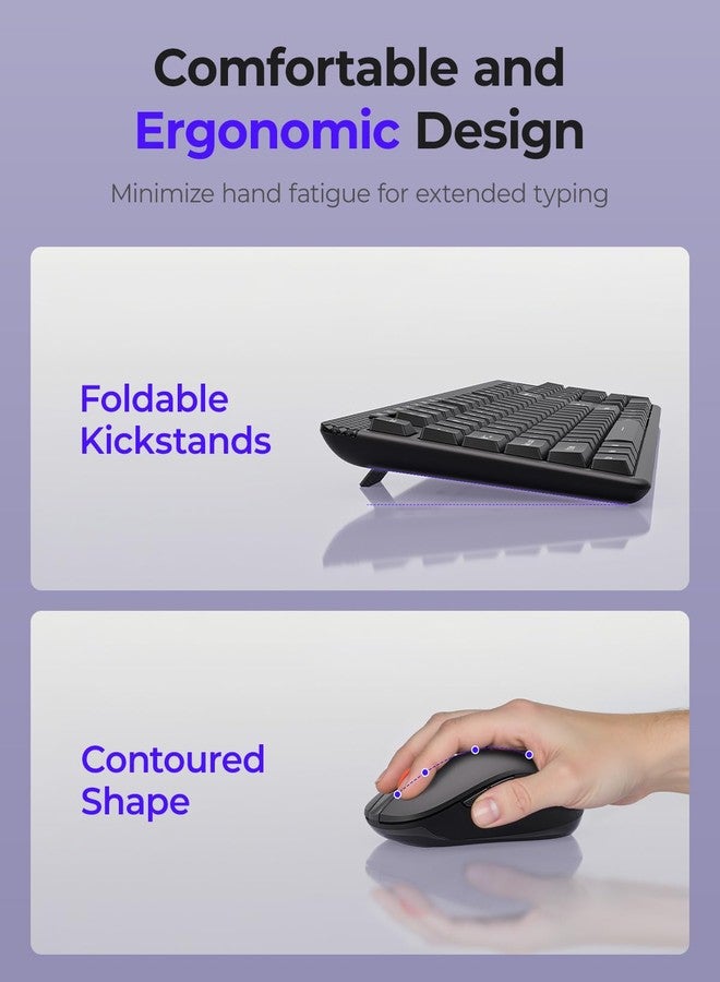 wegear Wireless Keyboard and Mouse Combo, 5-Level Adjustable 4000 DPI Mouse, Quiet 2.4G Full Size Keyboard with 8 Additional Shortcuts, Silent Typewriter for PC, Desktop, Laptop, MacBook - Image 4