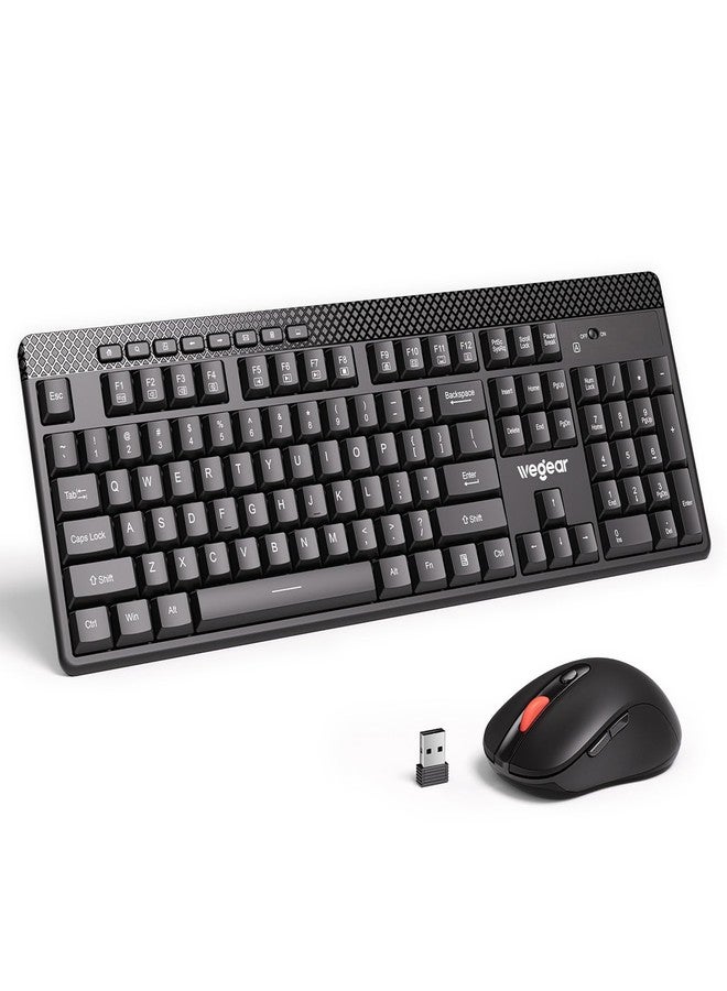 wegear Wireless Keyboard and Mouse Combo, 5-Level Adjustable 4000 DPI Mouse, Quiet 2.4G Full Size Keyboard with 8 Additional Shortcuts, Silent Typewriter for PC, Desktop, Laptop, MacBook - Image 1