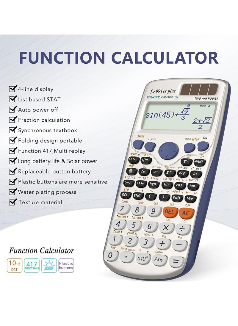 CSIRO - 991ES Plus Scientific Calculator, Math Calculator with 417 Function, Solar Battery Power and 4-Line Display, School Supplies for Middle High College Students Teachers - Image 1