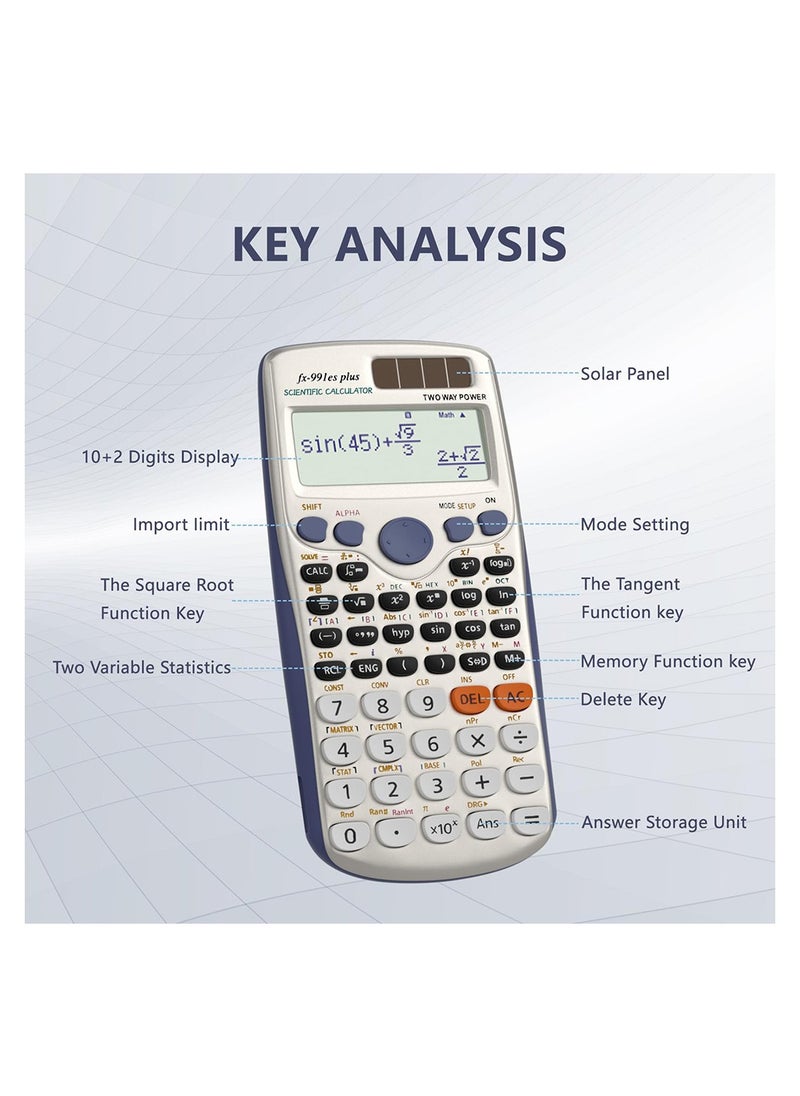 CSIRO - 991ES Plus Scientific Calculator, Math Calculator with 417 Function, Solar Battery Power and 4-Line Display, School Supplies for Middle High College Students Teachers - Image 1