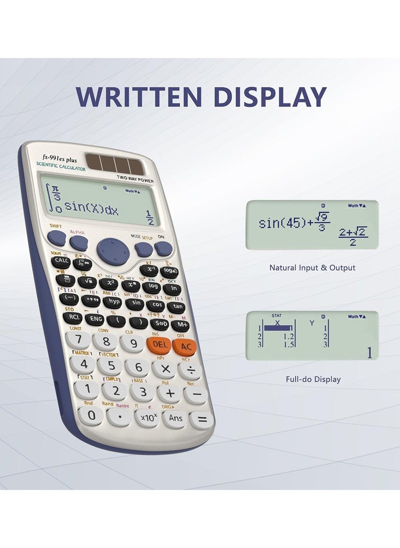 CSIRO - 991ES Plus Scientific Calculator, Math Calculator with 417 Function, Solar Battery Power and 4-Line Display, School Supplies for Middle High College Students Teachers - Image 1
