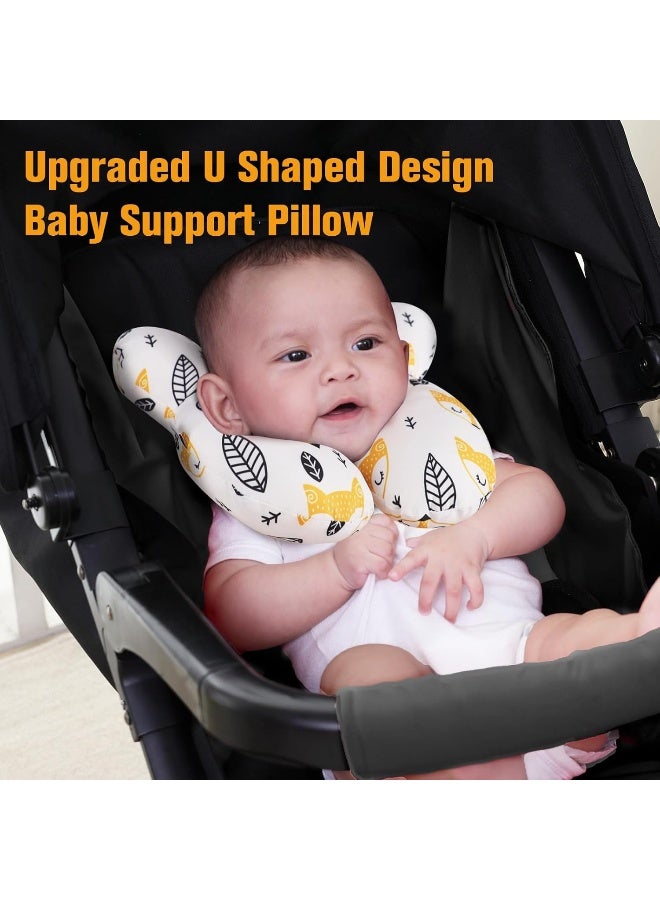 KAKIBLIN Baby Neck Pillow, Upgraded Baby Support Pillow for Head and Neck, Babies Head Pillow for Car Seat,Pushchair,Travel(Yellow Fox) - Image 3